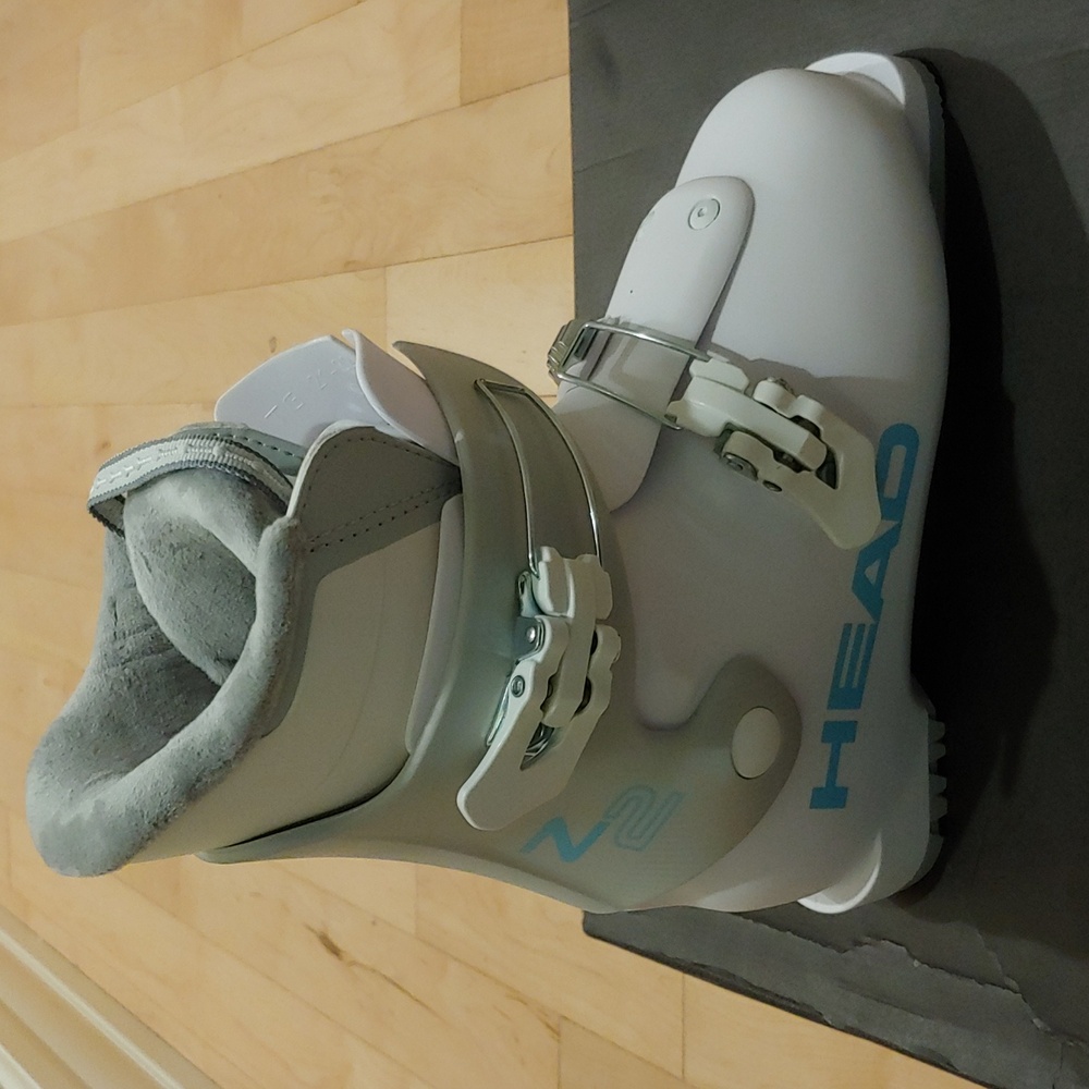 Ski Boots, Junior, White with Blue Accents